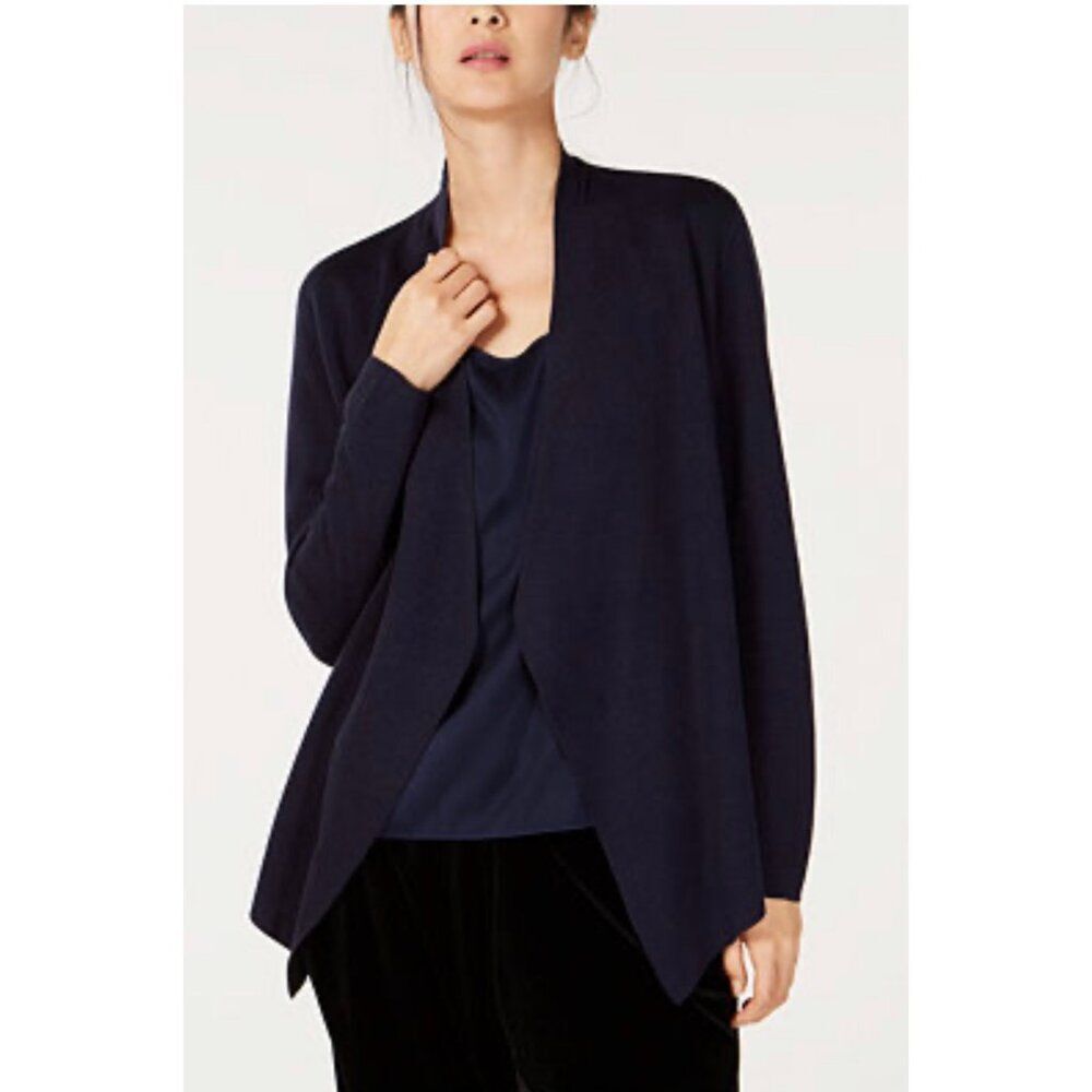 Eileen Fisher Women’s Navy Long Sleeve Open Front Cadigan Size L